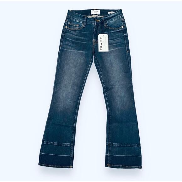 NWT FRAME Denim Le Crop Mini Bootcut Jeans Sz 24 Dark Blue Atlas 26 x 27.5" - Picture 3 of 13